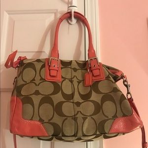 Coach Coral/Khaki purse